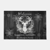 水素朴色ホワイトトナカイパーソナライズされたア ドアマット (正面)