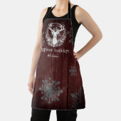 水素朴色ホワイトトナカイパーソナライズされたレッド エプロン (インサイチュ)