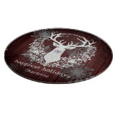 水素朴色ホワイトトナカイパーソナライズされたレッド カッティングボード (角)