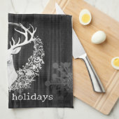 水素朴色ホワイトトナカイ キッチンタオル (四つ折り)