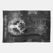 水素朴色ホワイトトナカイ キッチンタオル (横)