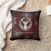 水素朴色ホワイトトナカイ | レッド クッション (ブランケット)