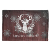 水素朴色ホワイトトナカイ | レッド 枕カバー (裏面)