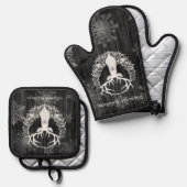 水素朴色ホワイトトナカイ 鍋つかみ&鍋敷きセット (正面/裏面)