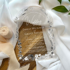 水素朴色ボホフローラエレガントアー結婚チ アクリル招待状