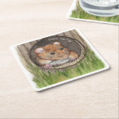 水素朴色マウス スクエアペーパーコースター (アングル)