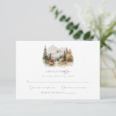 水素朴色マウンテンウェディングRSVPカード エンクロージャーカード (スタンド正面)