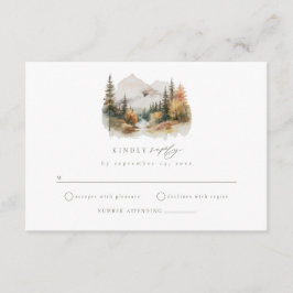 水素朴色マウンテンウェディングRSVPカード エンクロージャーカード
