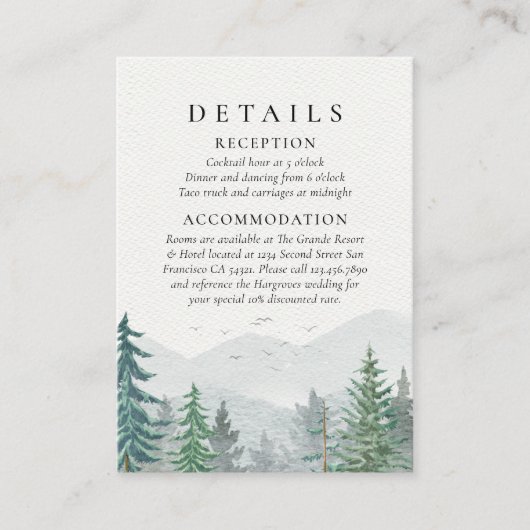 水素朴色マウンテングリーンパイン結婚ズ エンクロージャーカード (正面)