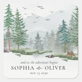 水素朴色マウンテングリーンパイン結婚ズ スクエアシール