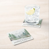 水素朴色マウンテングリーンパイン結婚ズ スクエアペーパーコースター (インサイチュ)