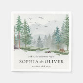 水素朴色マウンテングリーンパイン結婚ズ スタンダードカクテルナプキン (正面)