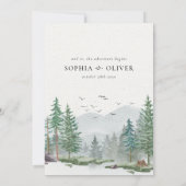 水素朴色マウンテングリーンパイン結婚ズ 招待状 (裏面)