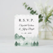 水素朴色マウンテンズパインウィンターRSVP インビテーションポストカード (スタンド正面)