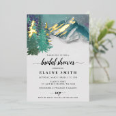 水素朴色マウンテンズパインブライダルシャワー 箔招待状 (立ち正面)