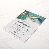 水素朴色マウンテンズパインブライダルシャワー 箔招待状 (回転した状態)