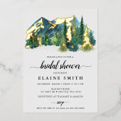 水素朴色マウンテンズパインブライダルシャワー 箔招待状 (正面)