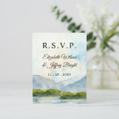 水素朴色マウンテンズレイクウィンターRSVP インビテーションポストカード (スタンド正面)