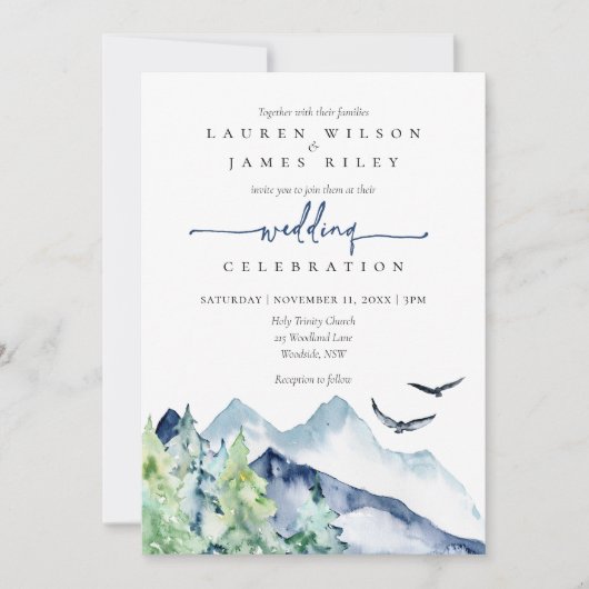 水素朴色マウンテンズ結婚式招待状 招待状 (正面)