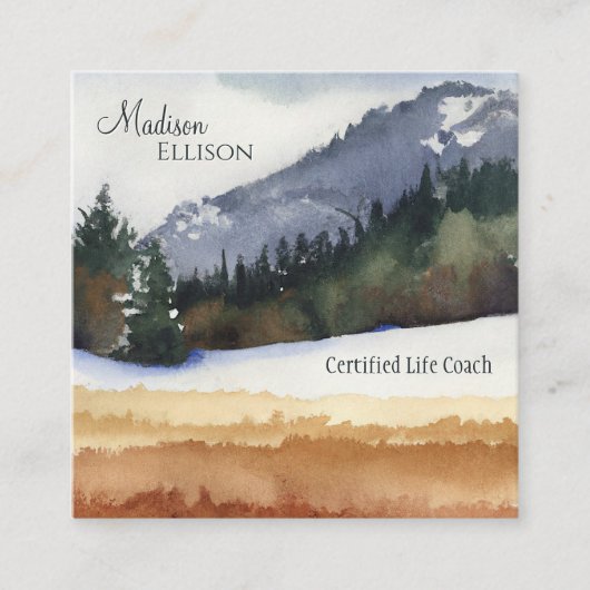 水素朴色マウンテンパインフォレスト スクエア名刺 (正面)