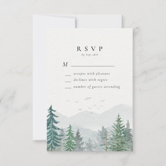 水素朴色マウンテンパインフォレ結婚ス 出欠カード (正面)