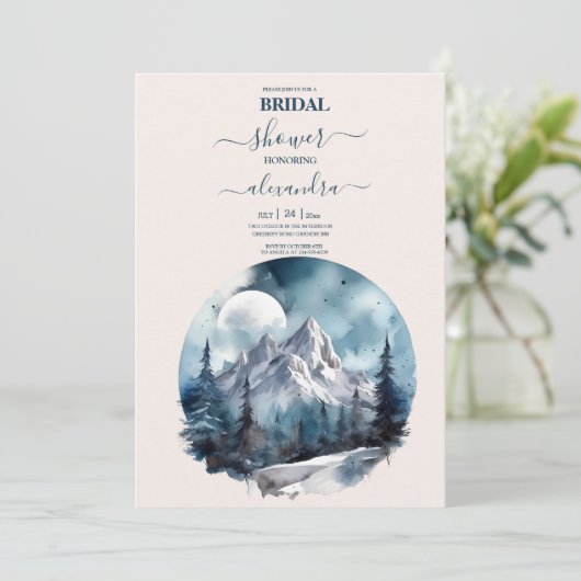 水素朴色マウンテンフォレストウィンターブライダル 招待状 (スタンド正面)