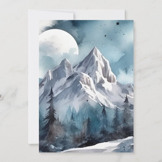 水素朴色マウンテンフォレストウィンターブライダル 招待状 (裏面)