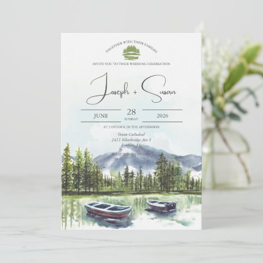 水素朴色マウンテンレイクグリーナリー結婚ズ 招待状 (スタンド正面)