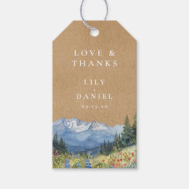 水素朴色マウンテンワイルドフラワー結婚ズ ギフトタグ