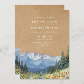 水素朴色マウンテンワイルドフラワー結婚ズ 招待状 (正面/裏面)