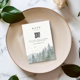 水素朴色マウンテン結婚ツリーのQRコード 出欠カード