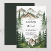 水素朴色マウンテン結婚式招待状カード 招待状 (正面/裏面)