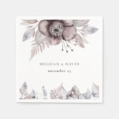 水素朴色マウヴフローラボタニカル結婚ズ スタンダードカクテルナプキン (正面)