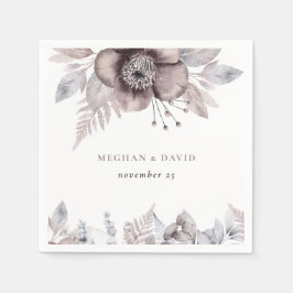 水素朴色マウヴフローラボタニカル結婚ズ スタンダードカクテルナプキン