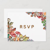 水素朴色マッシュルーム秋の結婚式 インビテーションポストカード (正面/裏面)