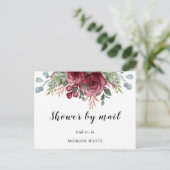 水素朴色マルーン開花シャワーバイメール インビテーションポストカード (スタンド正面)