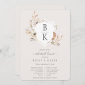 水素朴色モノグラムクレストリハーサルディナー 招待状 (正面/裏面)