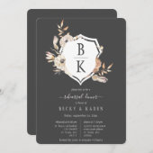 水素朴色モノグラムクレストリハーサルディナー 招待状 (正面/裏面)