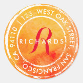 水素朴色モノグラム |ラウンド住所 シール (正面)