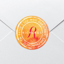 水素朴色モノグラム |ラウンド住所 シール