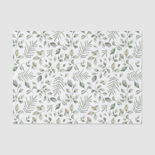 水素朴色ユーカリとシダ模様 薄葉紙 (正面)