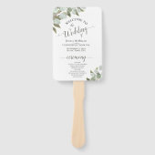 水素朴色ユーカリプトゥスボホ結婚式 プログラム ハンドファン (正面)