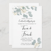 水素朴色ユーカリ婚約パーティ 招待状 (正面/裏面)