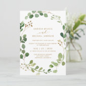 水素朴色ユーカリ緑の木結婚の 招待状 (スタンド正面)