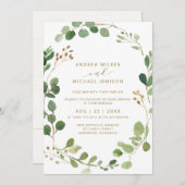 水素朴色ユーカリ緑の木結婚の 招待状 (正面/裏面)
