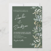 水素朴色ユーカリ緑結婚園 招待状 (正面)