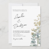 水素朴色ユーカリ緑結婚園 招待状 (正面)
