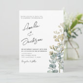 水素朴色ユーカリ緑結婚園 招待状 (スタンド正面)