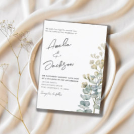 水素朴色ユーカリ緑結婚園 招待状