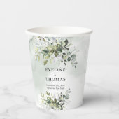 水素朴色ユーカリ緑金ゴールド結婚 紙コップ (正面)
